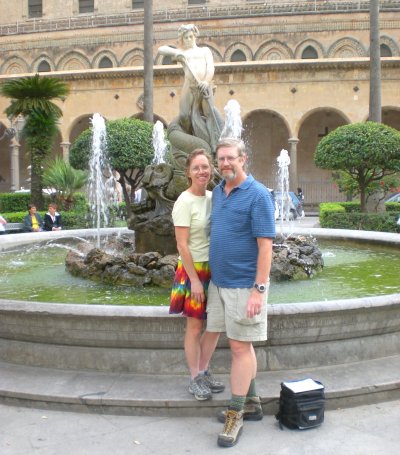 Terry and Dennis, at Duomo Plaza Fountain.